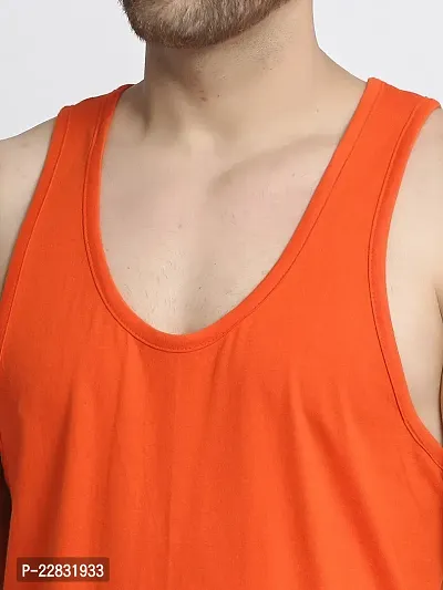 Stylish Orange Polyester Sleeveless Gym Vest For Men-thumb3