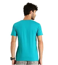 Stylish Blue Polyester Solid Short Sleeves Round Neck Tees For Men-thumb2