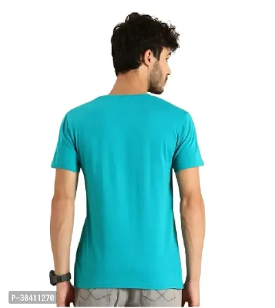 Stylish Blue Polyester Solid Short Sleeves Round Neck Tees For Men-thumb3