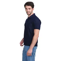 Stylish Navy Blue Polyester Polos For Men-thumb4