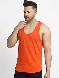 Stylish Orange Polyester Sleeveless Gym Vest For Men-thumb3
