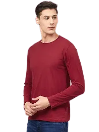 Stylish Maroon Polyester Solid Round Neck Tees For Men-thumb1