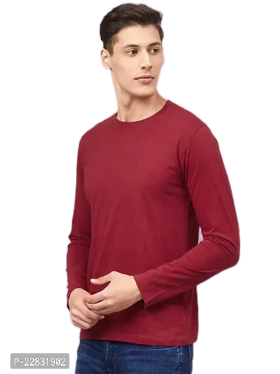 Stylish Maroon Polyester Solid Round Neck Tees For Men-thumb2