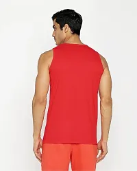 Stylish Red Polyester Sleeveless Gym Vest For Men-thumb1