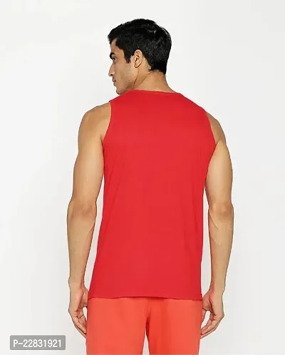 Stylish Red Polyester Sleeveless Gym Vest For Men-thumb2