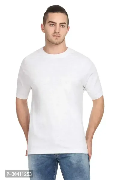 Stylish White Polyester Solid Short Sleeves Round Neck Tees For Men-thumb0