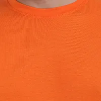 Stylish Orange Polyester Solid Round Neck Tees For Men-thumb3