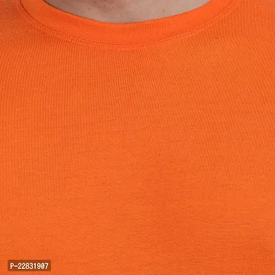 Stylish Orange Polyester Solid Round Neck Tees For Men-thumb4