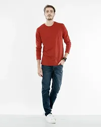Stylish Orange Polyester Solid Round Neck Tees For Men-thumb4