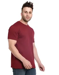 Stylish Maroon Polyester Solid Short Sleeves Round Neck Tees For Men-thumb2