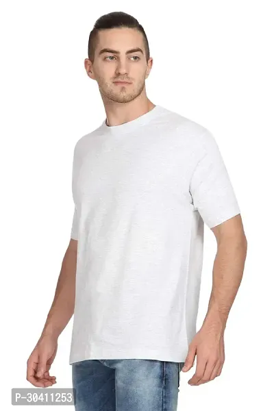 Stylish White Polyester Solid Short Sleeves Round Neck Tees For Men-thumb2