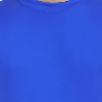 Stylish Blue Polyester Solid Round Neck Tees For Men-thumb3