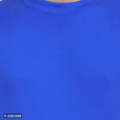 Stylish Blue Polyester Solid Round Neck Tees For Men-thumb4