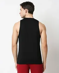 Stylish Black Polyester Sleeveless Gym Vest For Men-thumb1