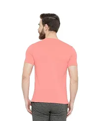 Stylish Pink Polyester Solid Short Sleeves Round Neck Tees For Men-thumb2