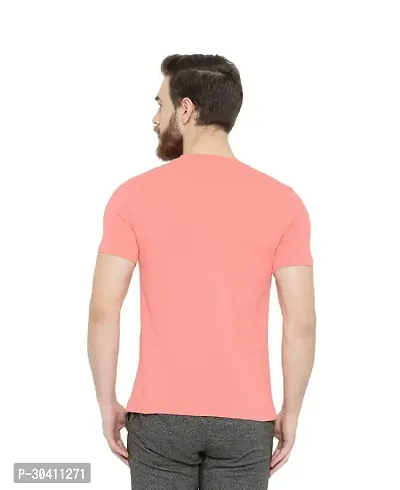 Stylish Pink Polyester Solid Short Sleeves Round Neck Tees For Men-thumb3