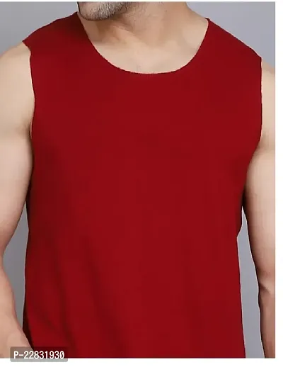 Stylish Maroon Polyester Sleeveless Gym Vest For Men-thumb4