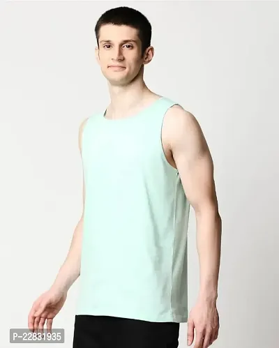 Stylish Green Polyester Sleeveless Gym Vest For Men-thumb3