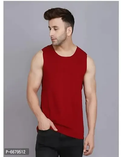 Maroon Polyester Gym Vest For Men