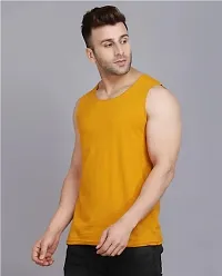 Yellow Polyester Gym Vest For Men-thumb3