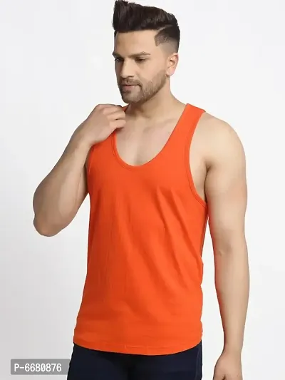 Orange Polyester Gym Vest For Men-thumb4