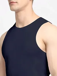 Navy Blue Polyester Gym Vest For Men-thumb2