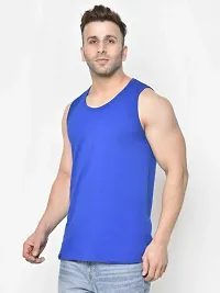 Blue Polyester Gym Vest For Men-thumb2