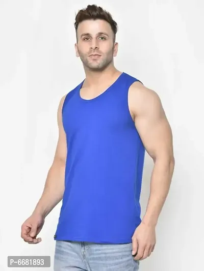 Blue Polyester Gym Vest For Men-thumb3
