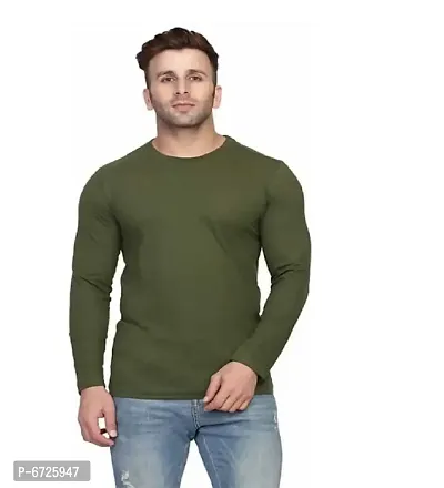 Olive Polyester Tshirt For Men-thumb0
