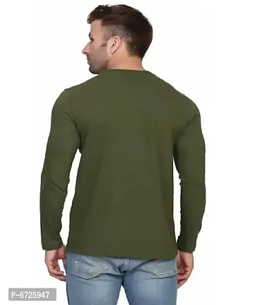 Olive Polyester Tshirt For Men-thumb2