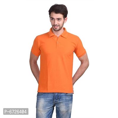 Orange Polyester Polos For Men