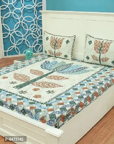 Classic Cotton Printed Double Bedsheet with Pillow Cover-thumb3