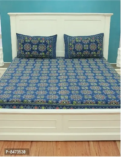 Classic Cotton Printed Double Bedsheet with Pillow Cover-thumb2