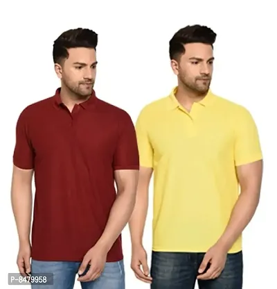 Classic Polyester Solid Tshirt for Men, Pack of 2