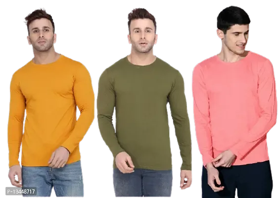 Fidato Men's Full Sleeve Round Necks-Pack of 3