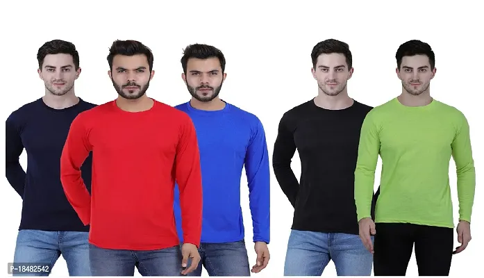 Fidato Men's Full Sleeve Round Neck T-Shirt-Pack of 5