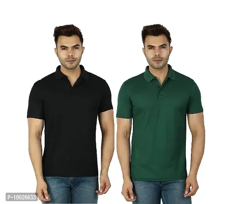 Fidato Men's Solid Polo Neck T-Shirt-Pack of 2-thumb0