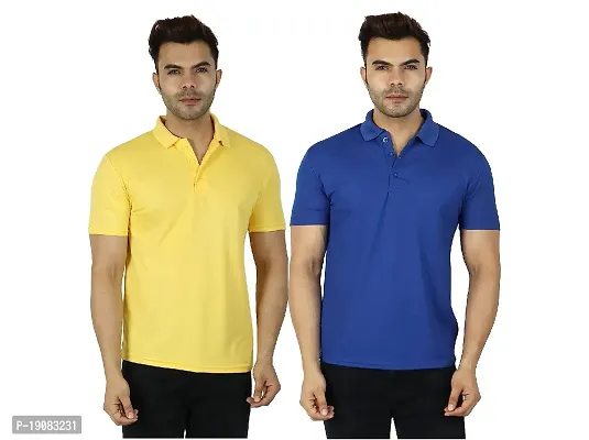 Fidato Men's Solid Polo Neck T-Shirt - Pack of 2-thumb0