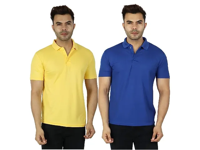 Fidato Men Solid Polo Neck T-Shirt - Pack Of 2