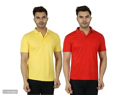 Fidato Solid Polo Neck T-Shirt for Men's- Pack of 2