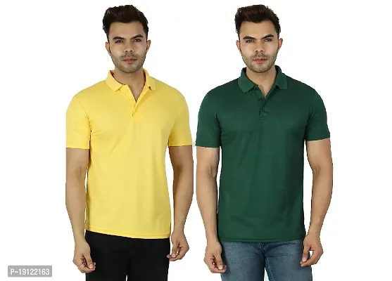 Fidato Solid Polo Neck T-Shirt for  Men's - Pack of 2