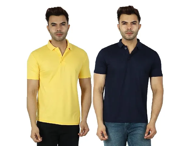 Fidato Solid Polo Neck T-Shirt for Men's- Pack of 2