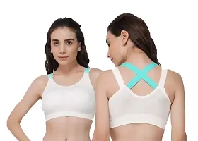 Sports Bras for Women Cross Back Padded Sports Bra Medium Support Workout Running Yoga Gym Bra (M, White)-thumb1