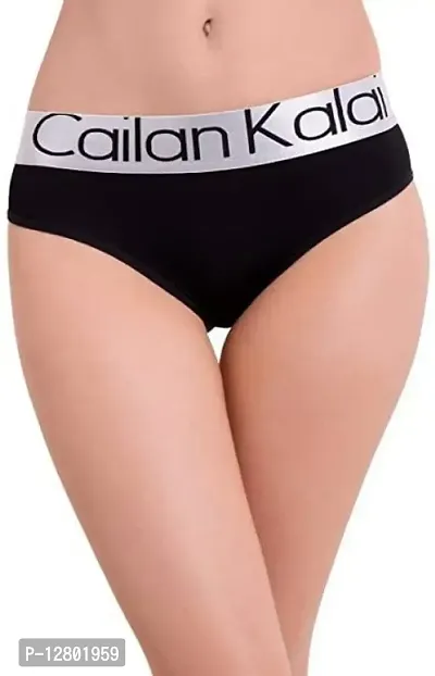 Cailan Kalai Womens Modern Cotton Mid Rise Bikini with Broad Band Panty Black L-thumb4