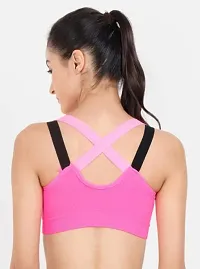 Sports Bras for Women Cross Back Padded Sports Bra Medium Support Workout Running Yoga Gym Bra (L, Rose)-thumb3