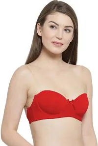 Women's Poly Cotton Padded Wired Push-Up Bra Stylish Backless Transparent Strap-thumb2