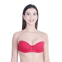 Women's Balconette with Removable Straps Pre-Shaped Cups Demi Transparent Strapless Backless Invisible Clear Back Underwire Push Up Padded Bra-thumb1