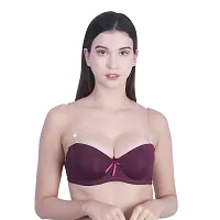 Women's Balconette with Removable Straps Pre-Shaped Cups Demi Transparent Strapless Backless Invisible Clear Back Underwire Push Up Padded Bra-thumb1