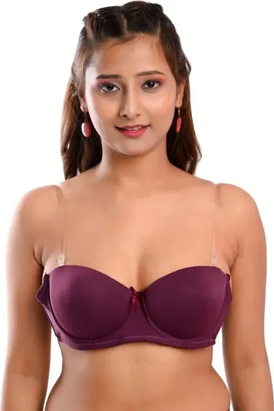 Women Everyday Poly Padded Wired Push-Up Bra Stylish Backless Strap