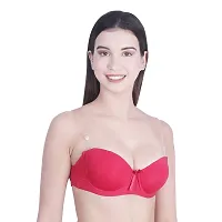 Women's Balconette with Removable Straps Pre-Shaped Cups Demi Transparent Strapless Backless Invisible Clear Back Underwire Push Up Padded Bra-thumb2